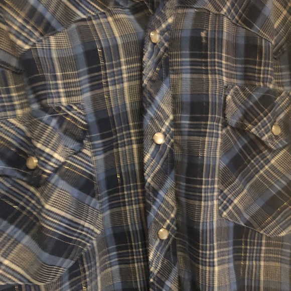 Vintage Stage II Western Plaid lightweight Pearl Snap Shirt Fancy sparkle 16 34 - Picture 2 of 15